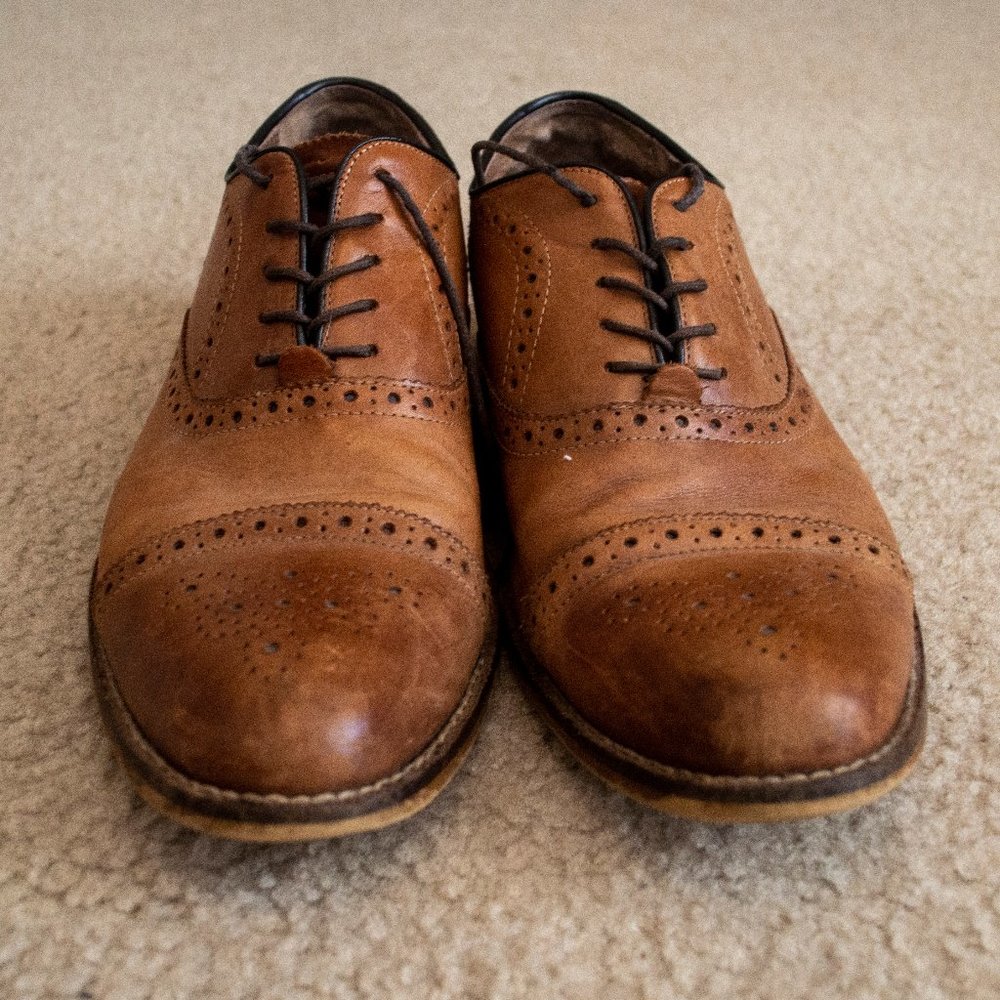 Aston Grey brogues in tan leather.